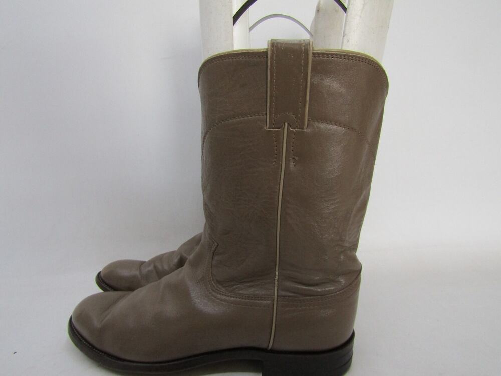 Justin Mens Size 9 B Narrow Width Brown Leather Roper Cowboy Western Boots